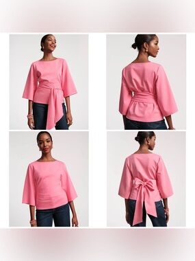 Frances Valentine Whitney Wrap Pink 3/4 Sleeves Top Size 1X Feminine Classic